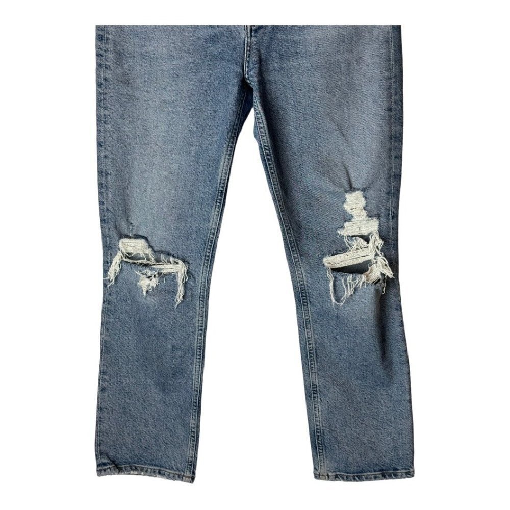 Agolde Jeans Women 26 Blue Riley Distressed Straight Cropped Button Fly - Picture 6 of 11